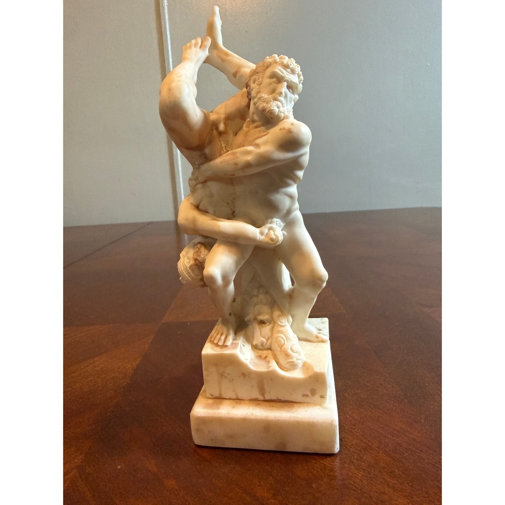 Vintage Hercules and Diomedes Alabaster Sculpture Greek Mythology Statue 8 inch